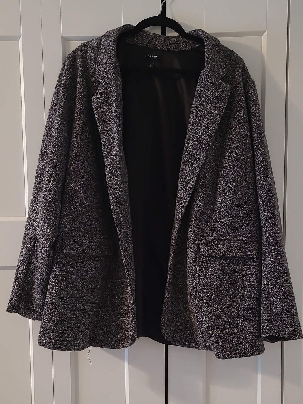torrid charcoal gray textured bouclé blazer